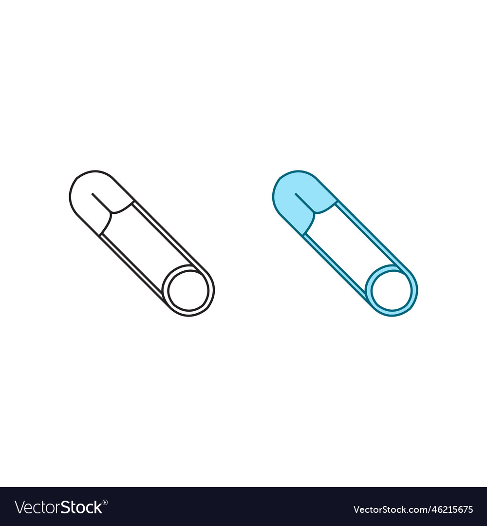 Safety pin logo icon colorful and outline Vector Image