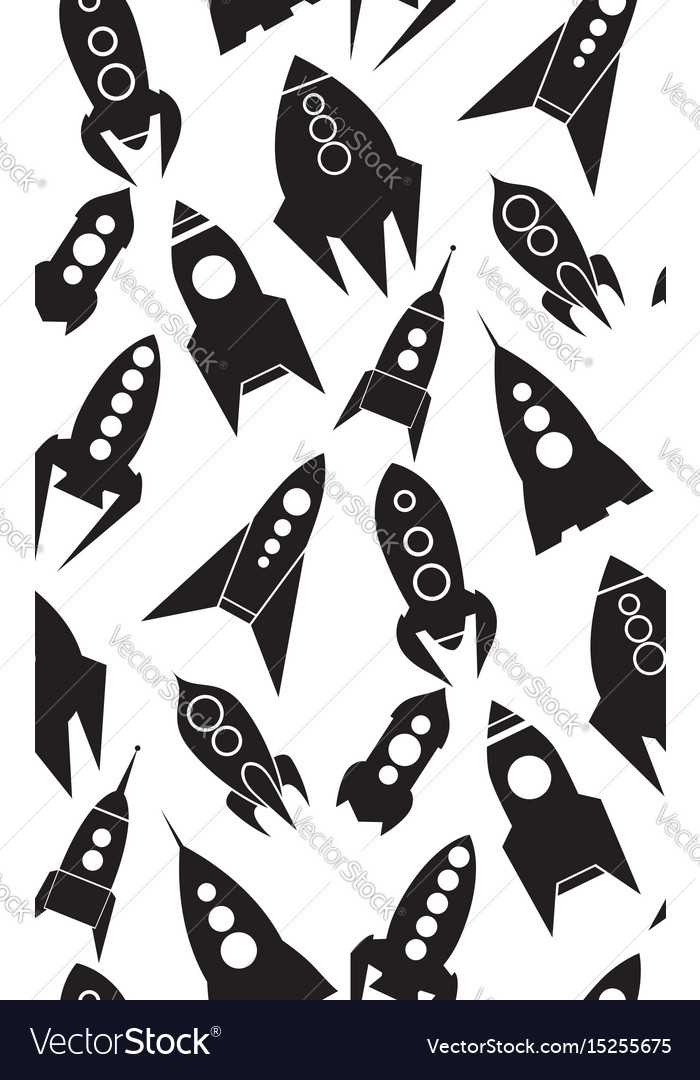 Seamless pattern with spacecraft silhouettes