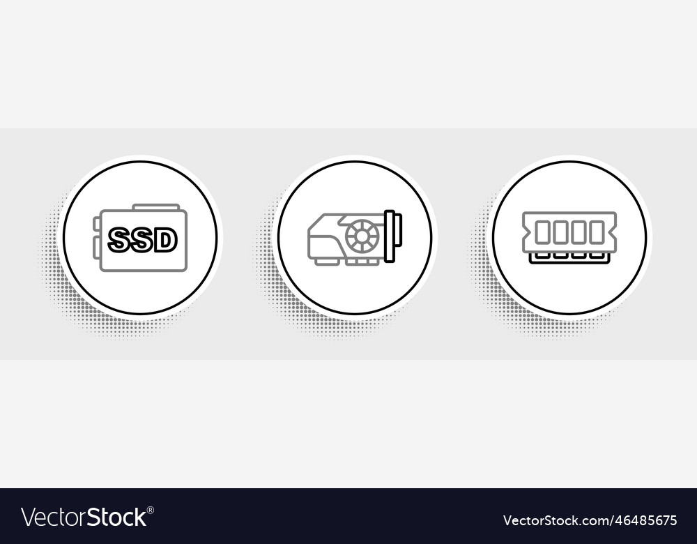 Setzen Sie Zeilentreiber zufälligen Zugriff Speicher ssd Karte vector image Setzen Sie Zeilentreiber zufälligen Zugriff Speicher ssd Karte