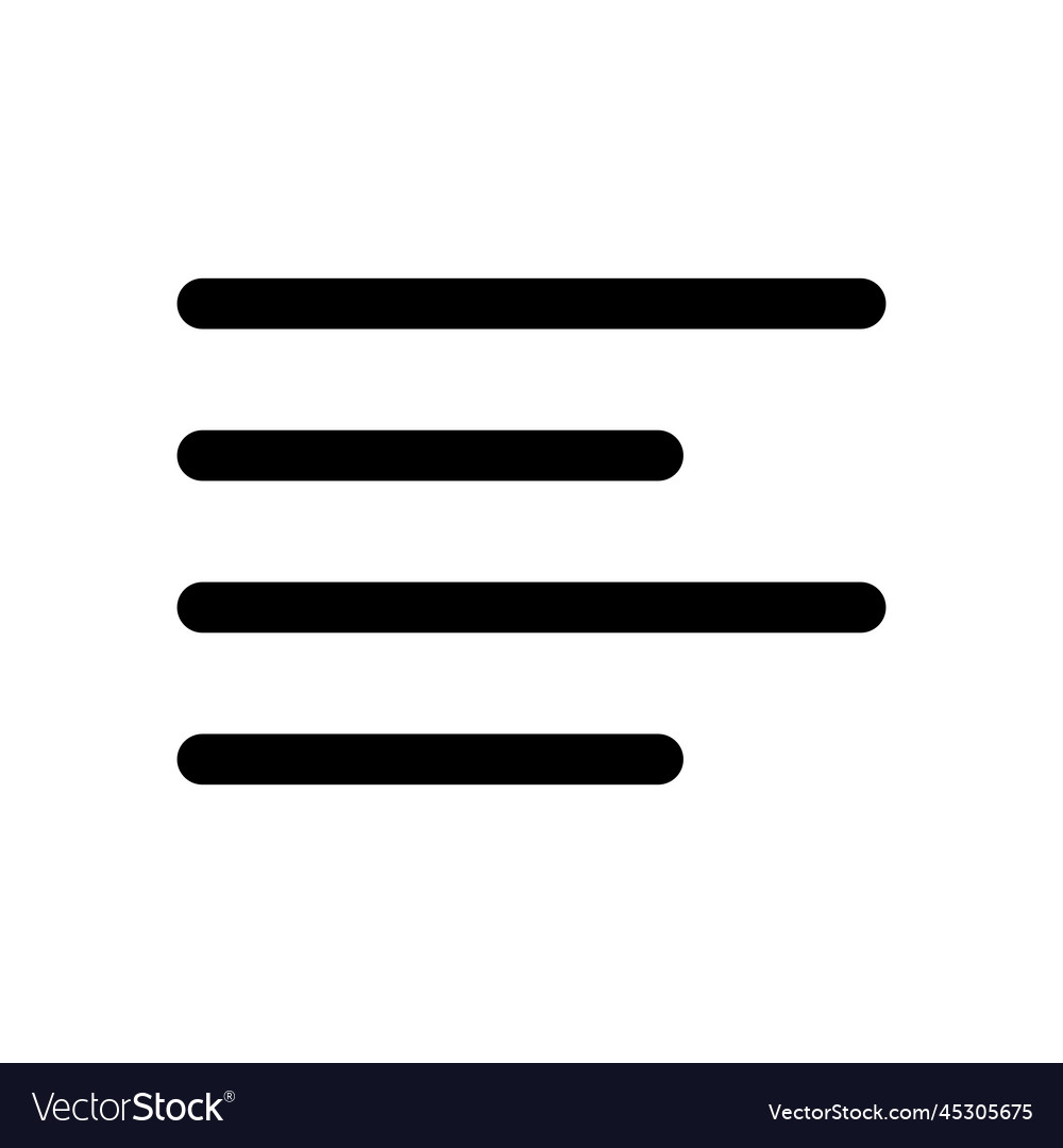Text align left icon line isolated on white