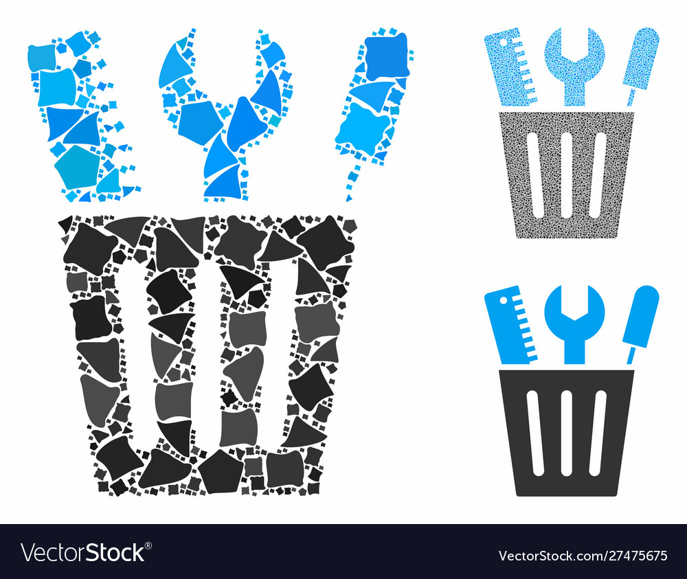 Tools bucket composition icon uneven parts