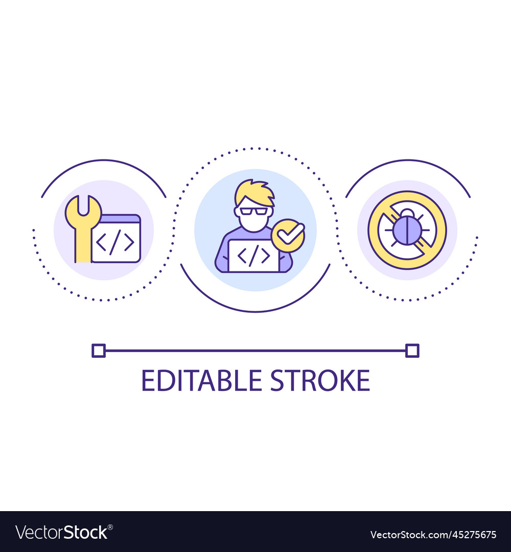 Writing error-free code loop concept icon vector image Writing error-free code loop concept icon