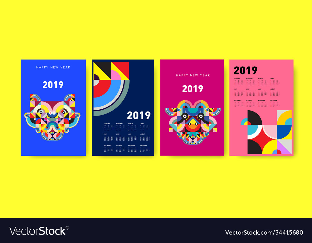 2021 calendar design template with colorful