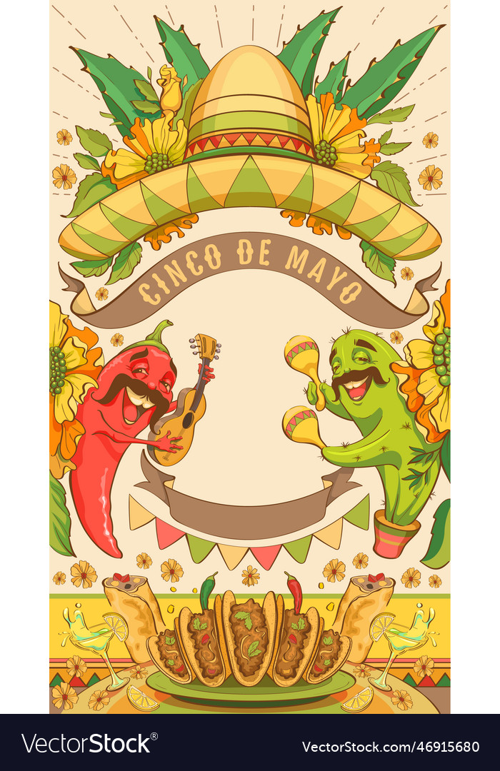 Cinco de mayo national mexican holiday vertical vector image Cinco de mayo national mexican holiday vertical