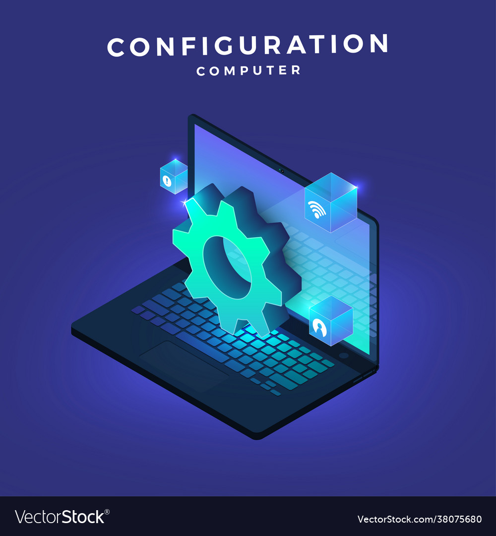 Config computer Royalty Free Vector Image VectorStock
