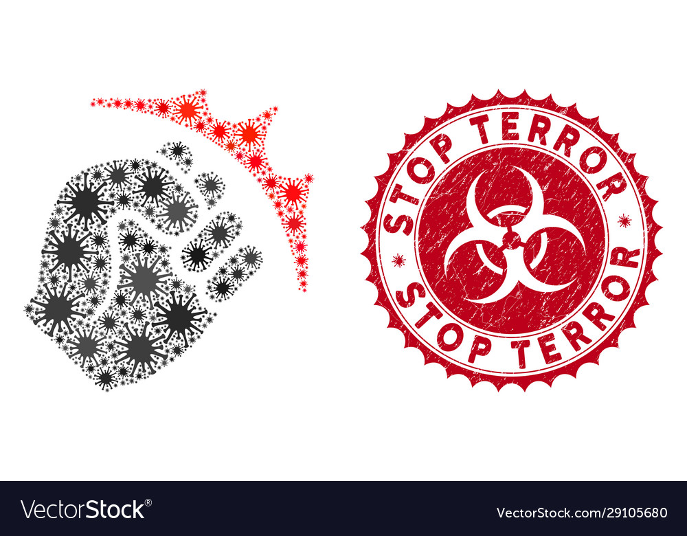 Coronavirus Mosaik Fist Streik-Symbol mit Kratzern