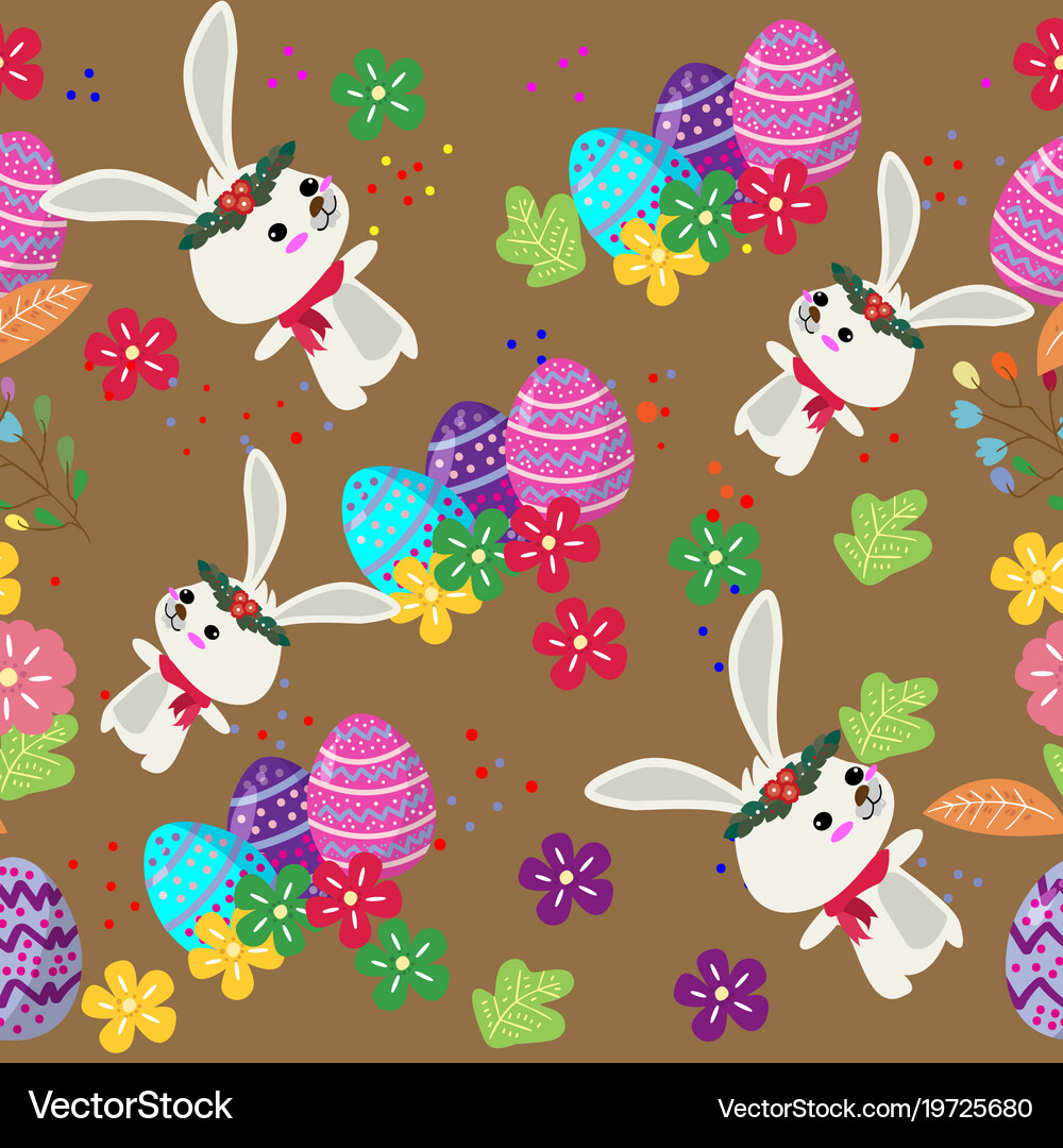 Cute bunny and easter eggs seamless pattern Vector Image
