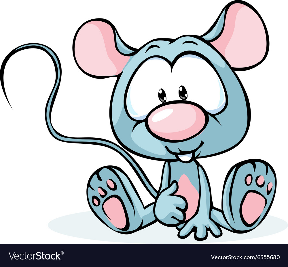 Cute grey mouse sitting isolated on white