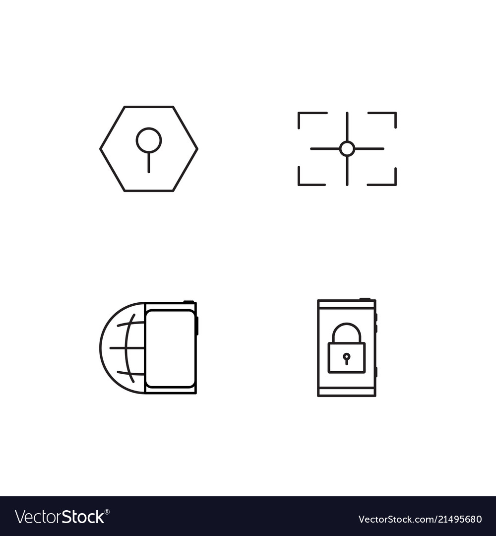 Cyber security linear icons set simple outline