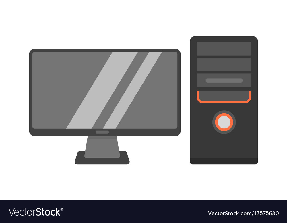 Desktop computer vector image Desktop computer
