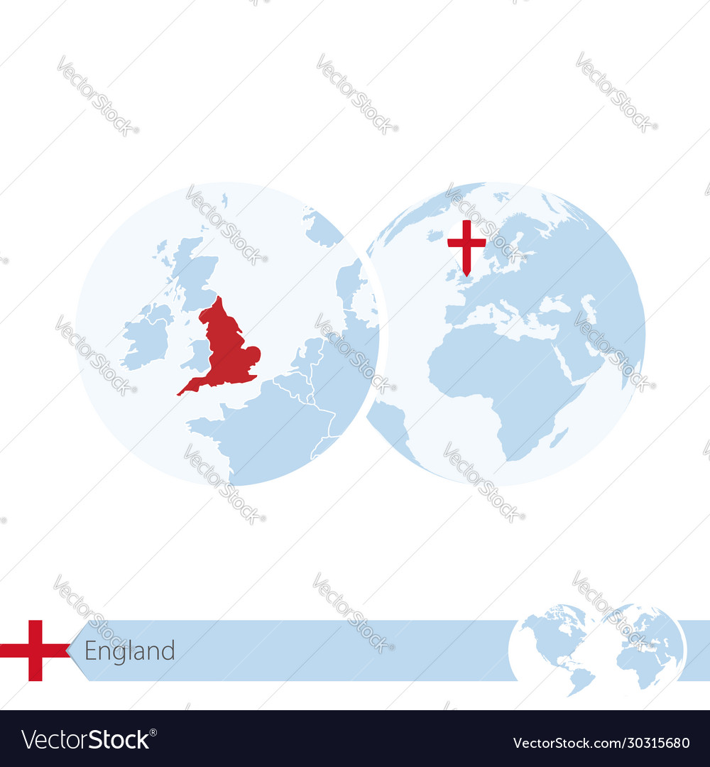 England on world globe with flag and regional map Vector Image