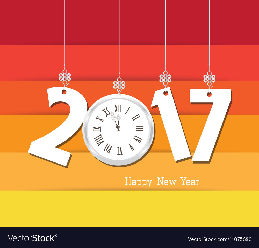 Happy new year 2017 clock seasons greetings