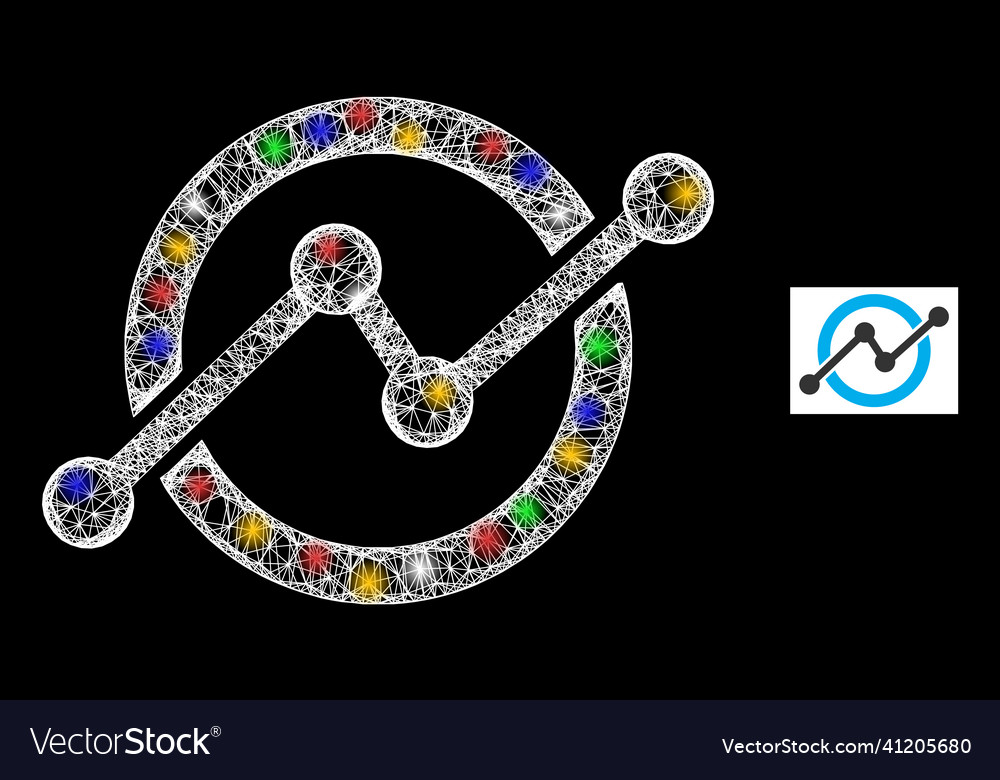 Hatched web mesh stock chart icon with colorful Vector Image Hatched web mesh stock chart icon with colorful