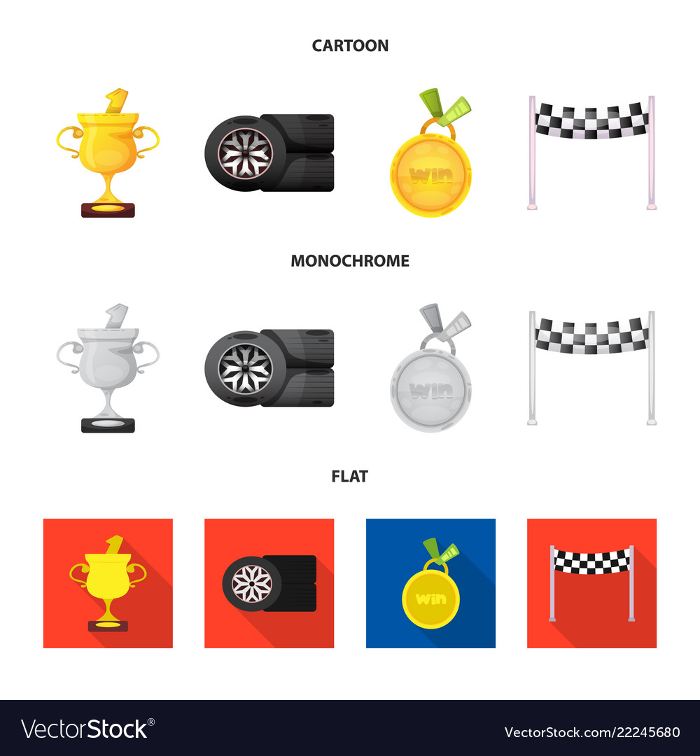 Isolated object of car and rally symbol set