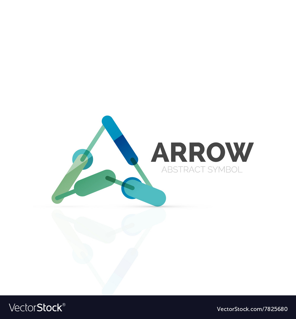 Linear arrow abstract logo connected multicolored