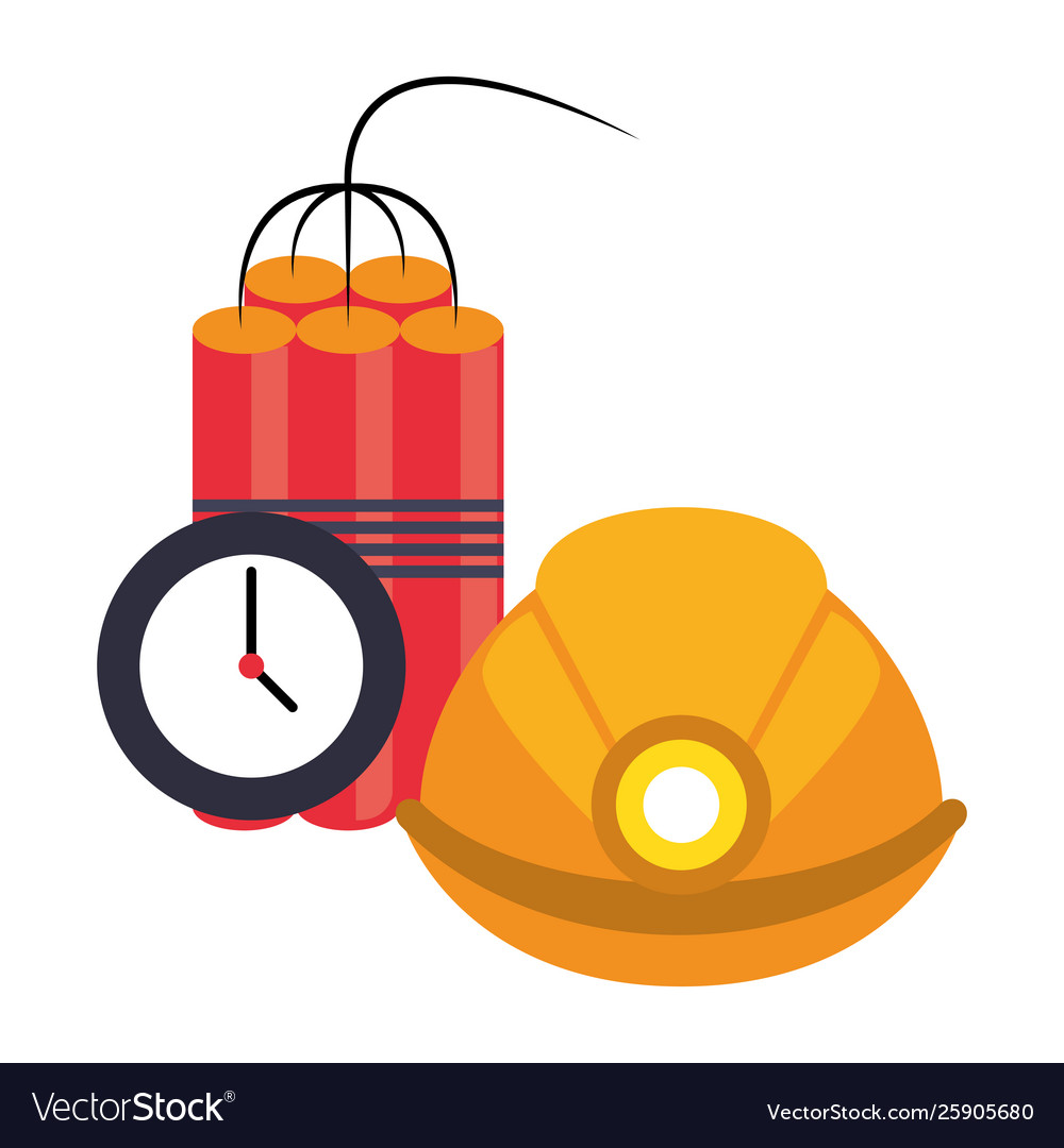 Mining tnt detonator with timer and helmet