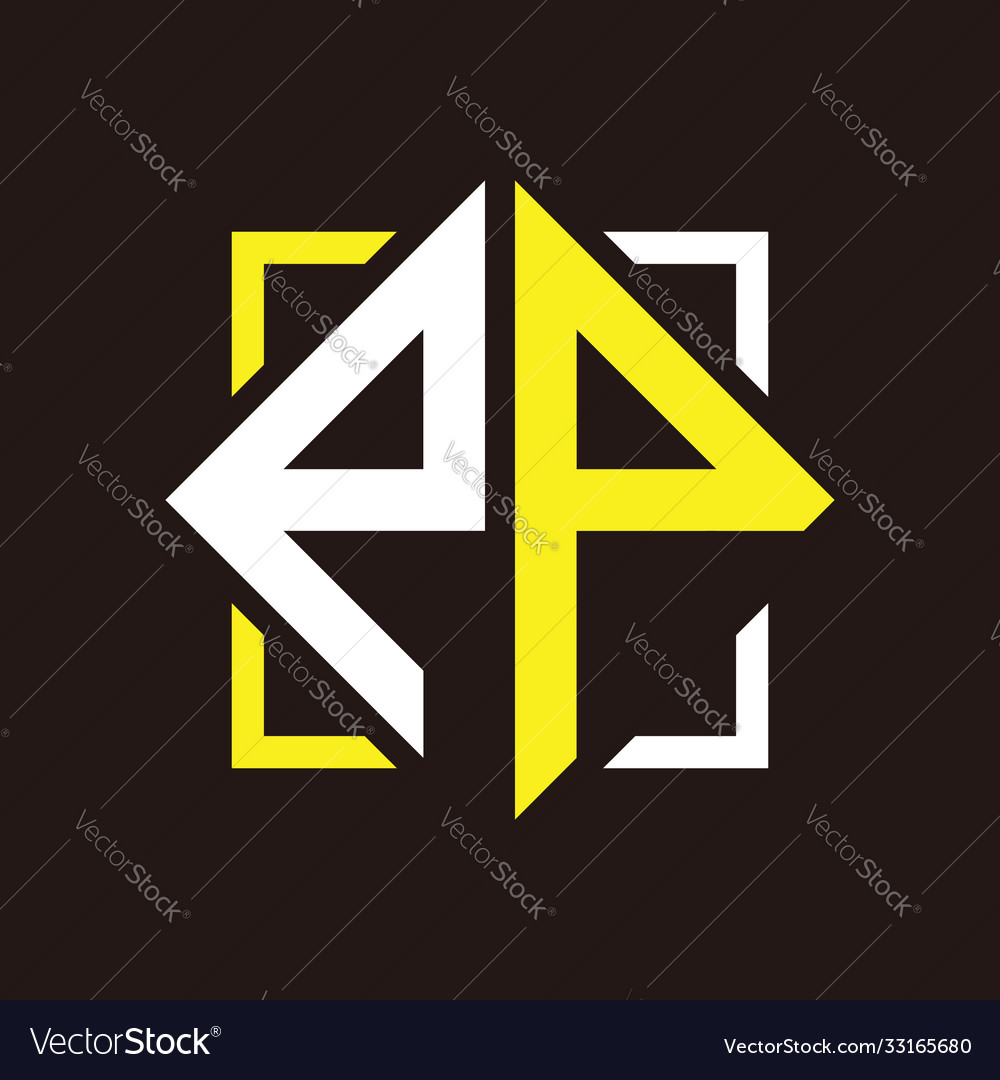 P initials quadrangle monogram with square