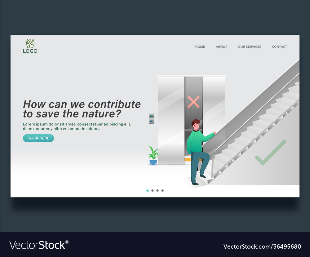 Responsive landing page or web template with man