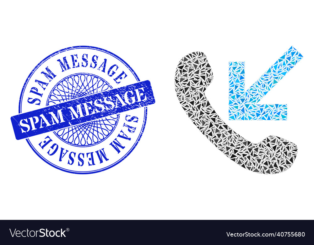 Rubber spam message badge and triangle incoming Vector Image Rubber spam message badge and triangle incoming