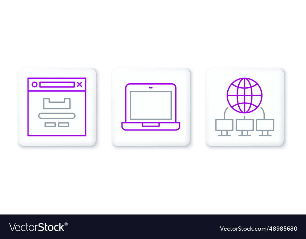 Set line computer network browser window Vector Image Set line computer network browser window
