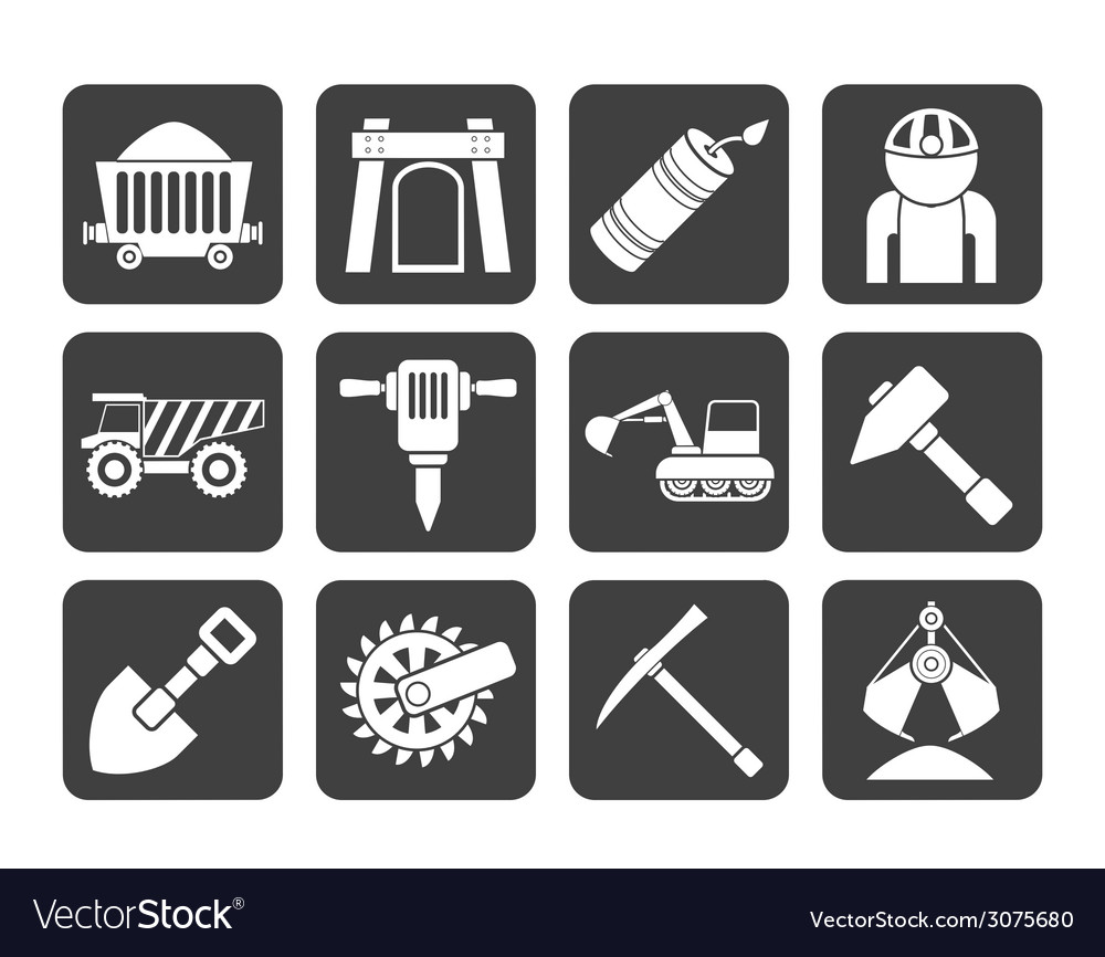 Silhouette mining and quarrying industry objects