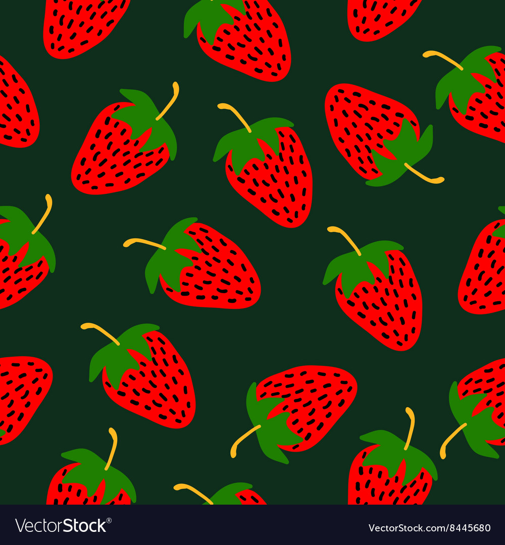 Strawberries hand drawn pattern