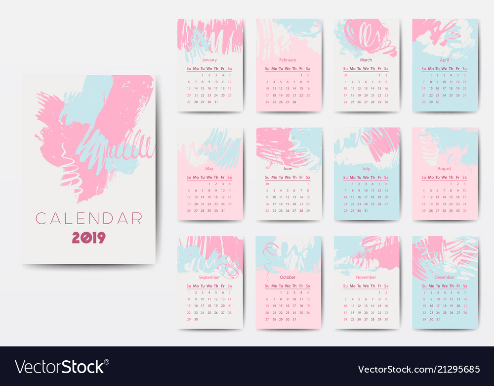 2019 calendar template Royalty Free Vector Image