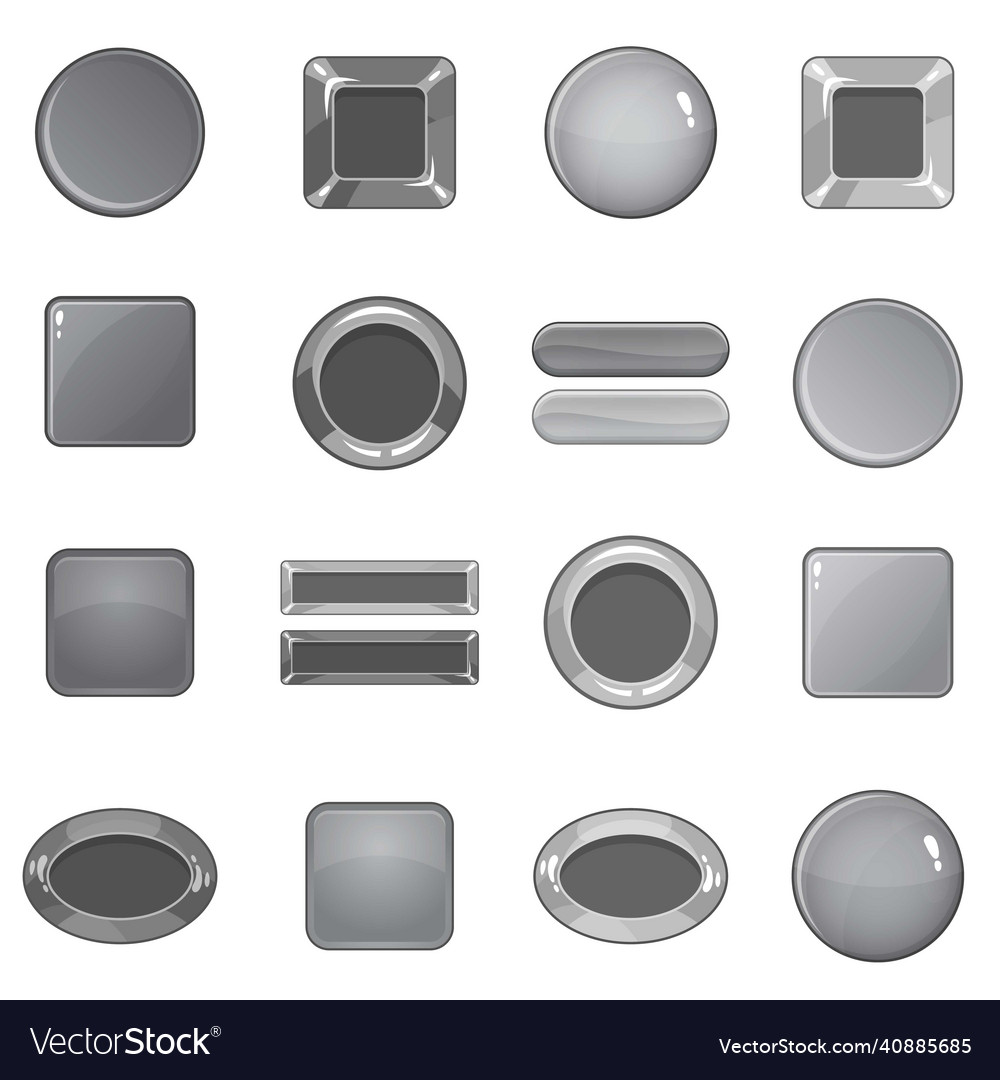 Blank web buttons icons set monochrome style