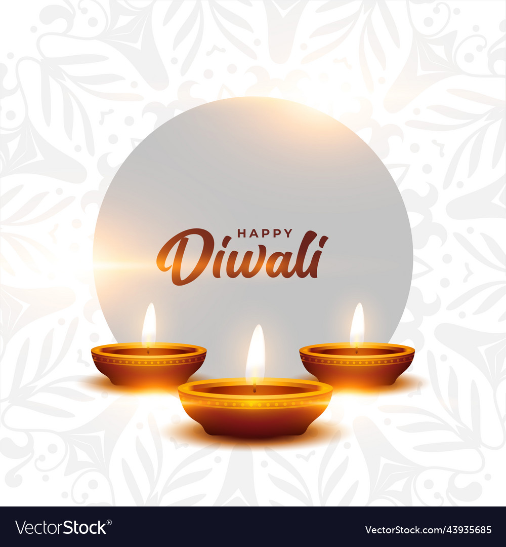 Clean white happy diwali greeting card vector image Clean white happy diwali greeting card
