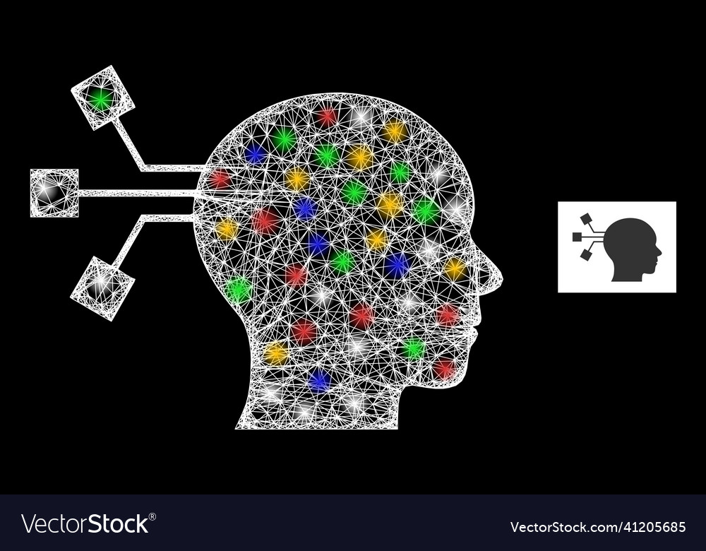 Crossed mesh brain connection icon vector image Crossed mesh brain connection icon
