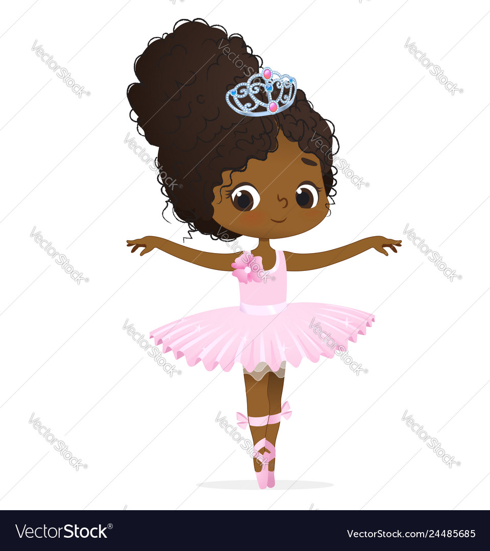 Cute african pink princess girl ballerina dance Vector Image