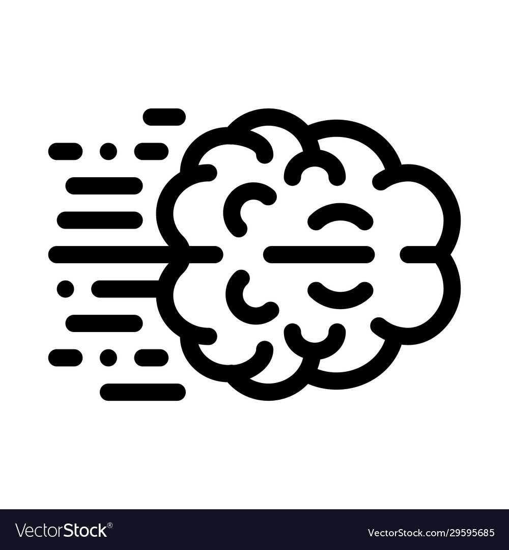 Fast Think Brain Icon Outline Royalty Free Vector Image