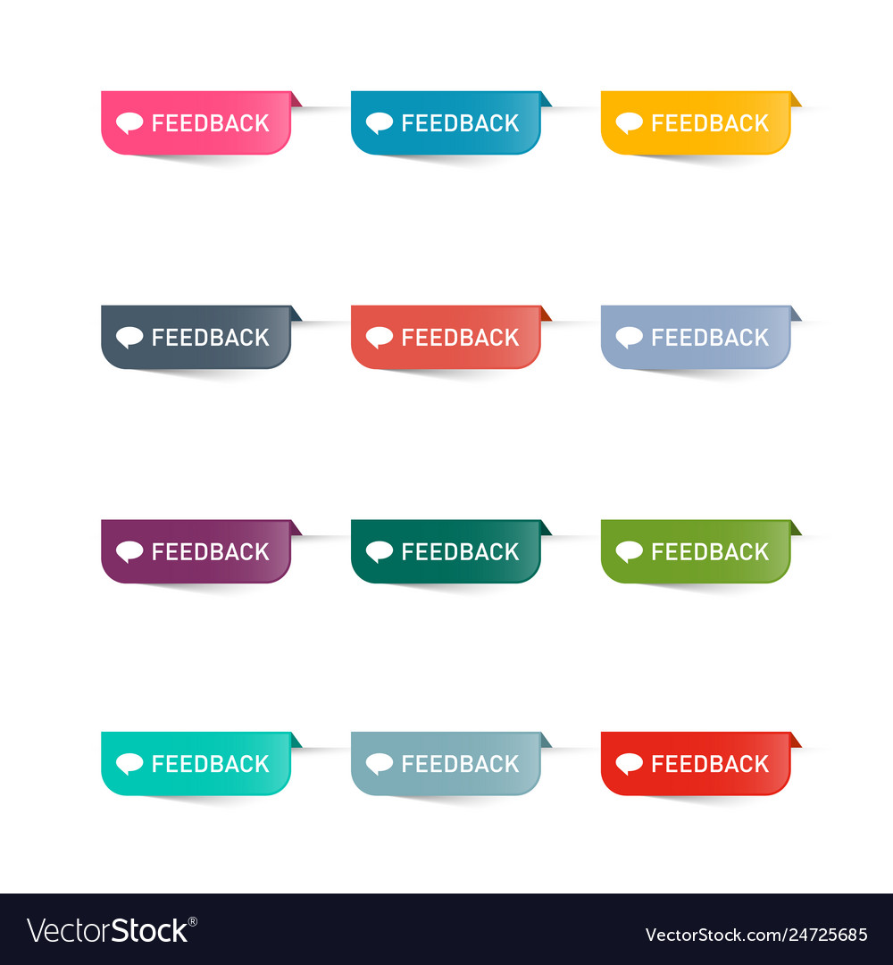 Feedback paper icons set colorful web labels