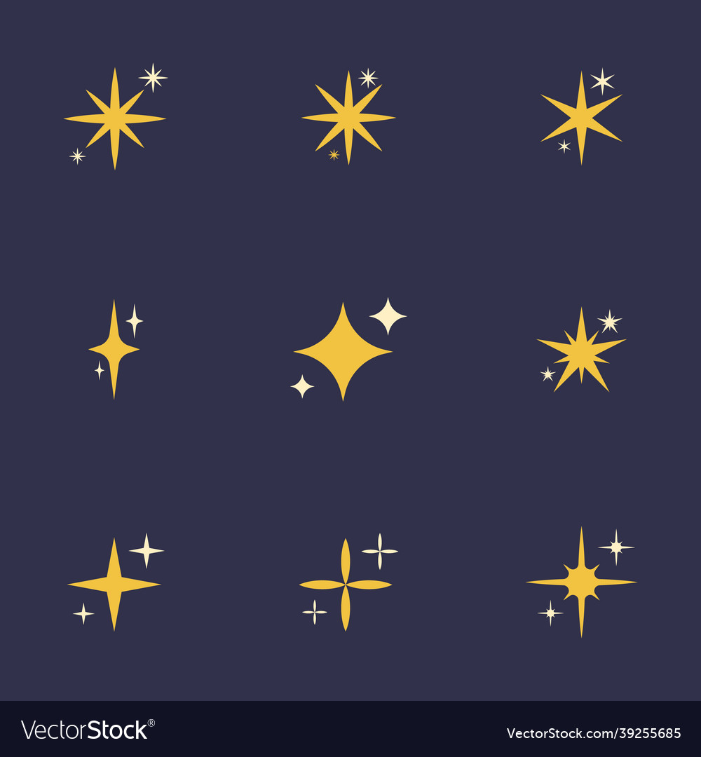 Flat sparkling stars set