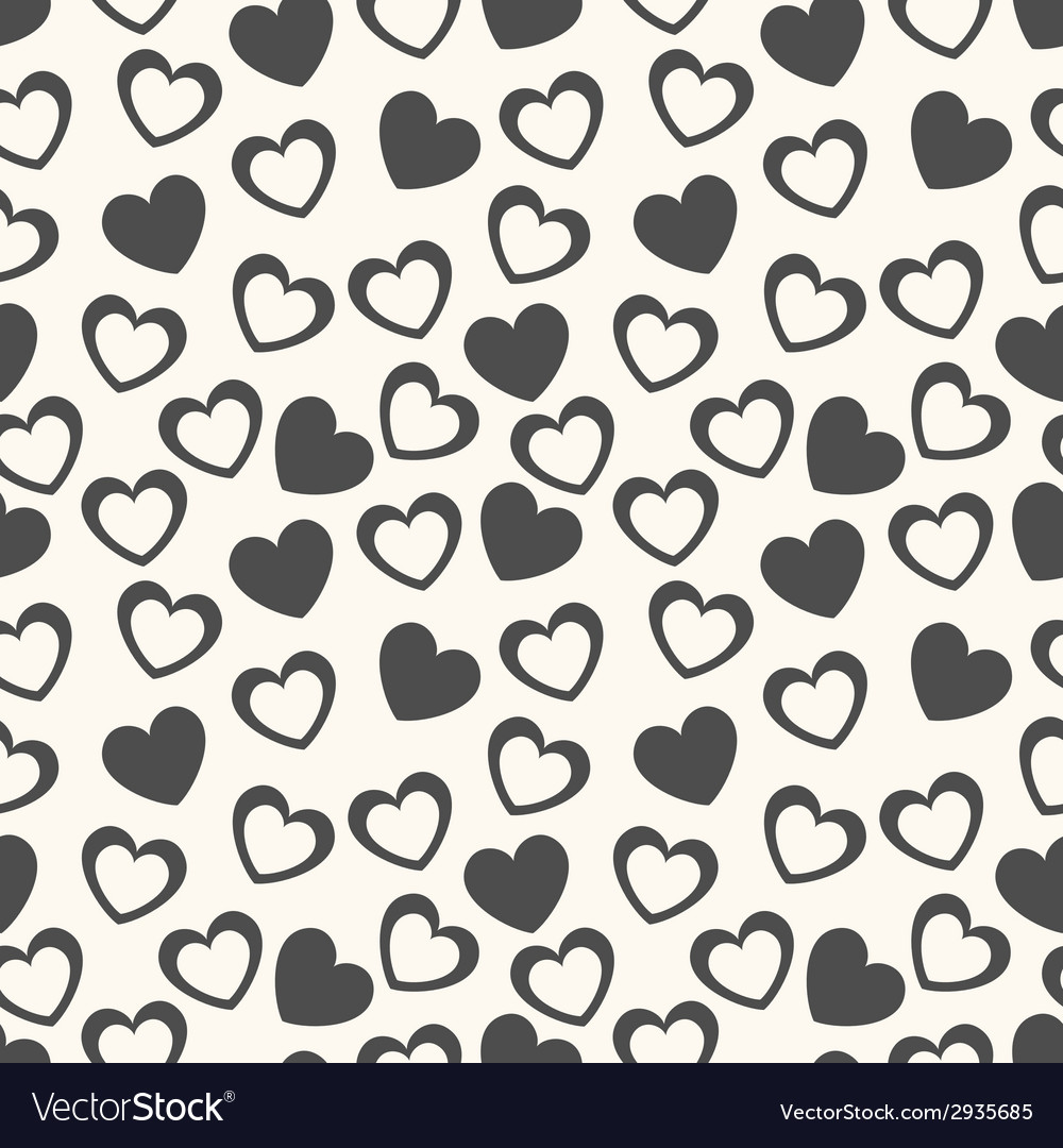 Heart Shape Seamless Pattern Black And White Vector Image 2630