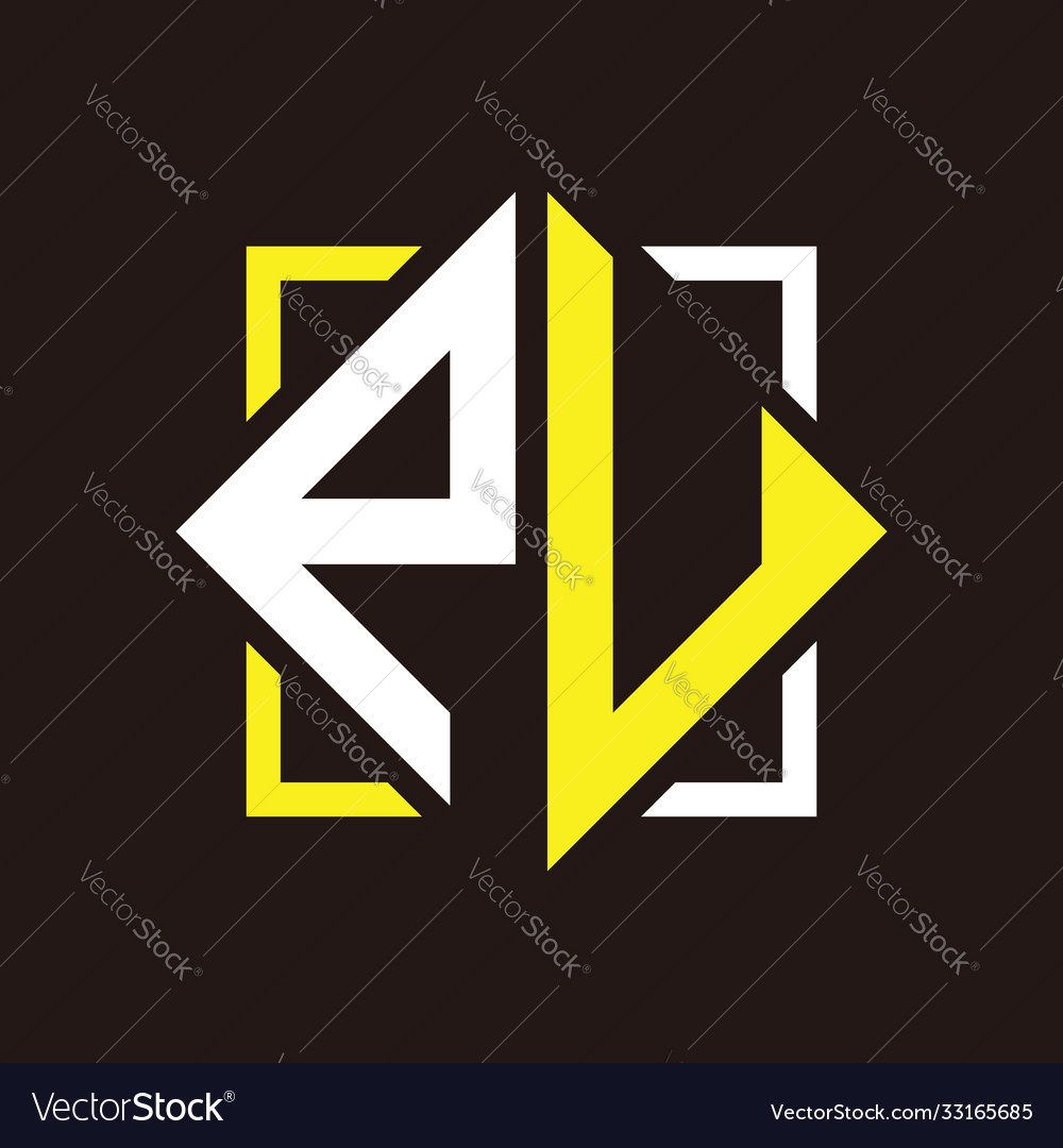 P u initials quadrangle monogram with square Vector Image P u initials quadrangle monogram with square
