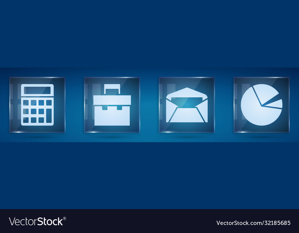 Set calculator briefcase envelope and pie chart Vector Image Set calculator briefcase envelope and pie chart