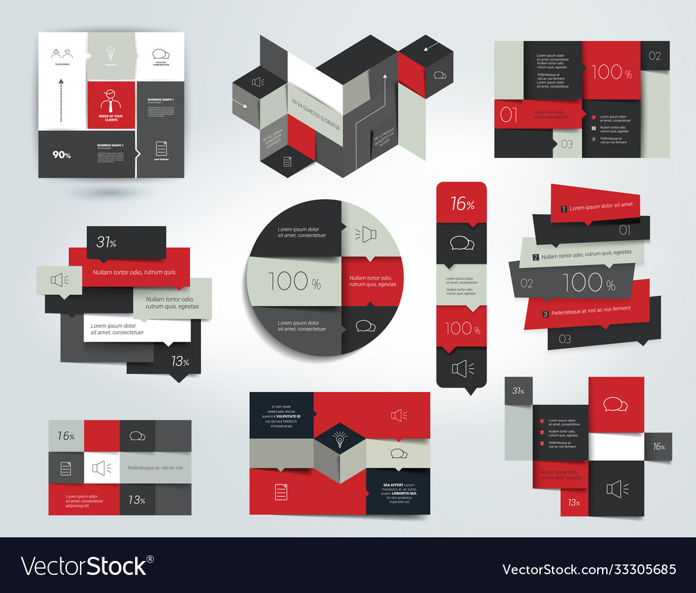 Set infographics elements schedules tabs