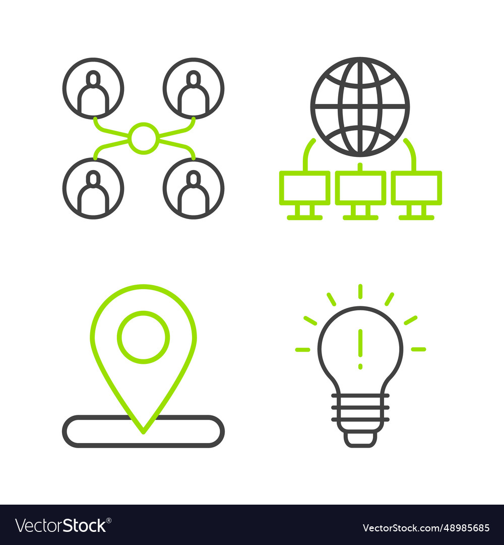 Set line light bulb with concept of idea location vector image Set line light bulb with concept of idea location