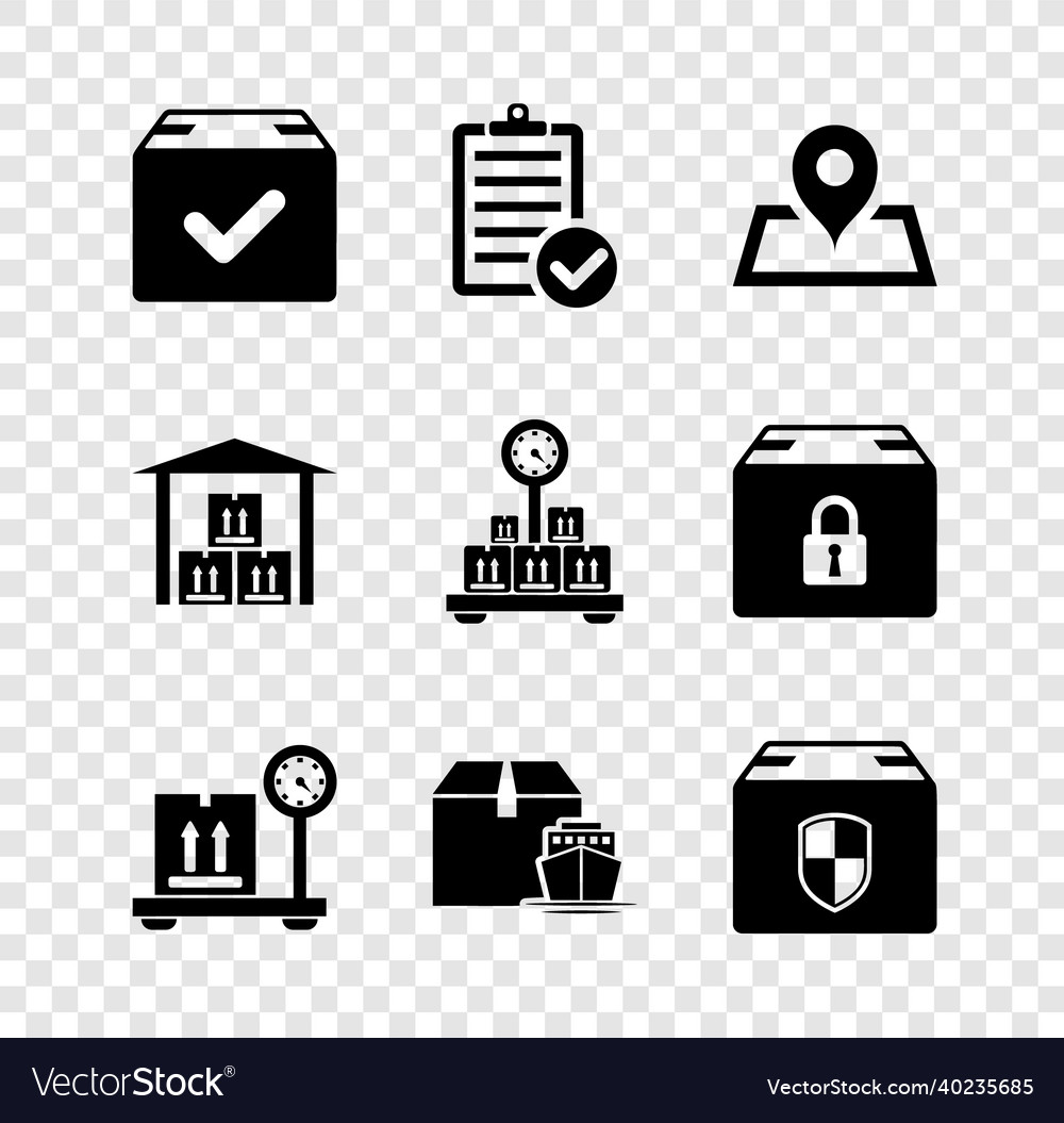 Set package box with check mark verification Vector Image Set package box with check mark verification