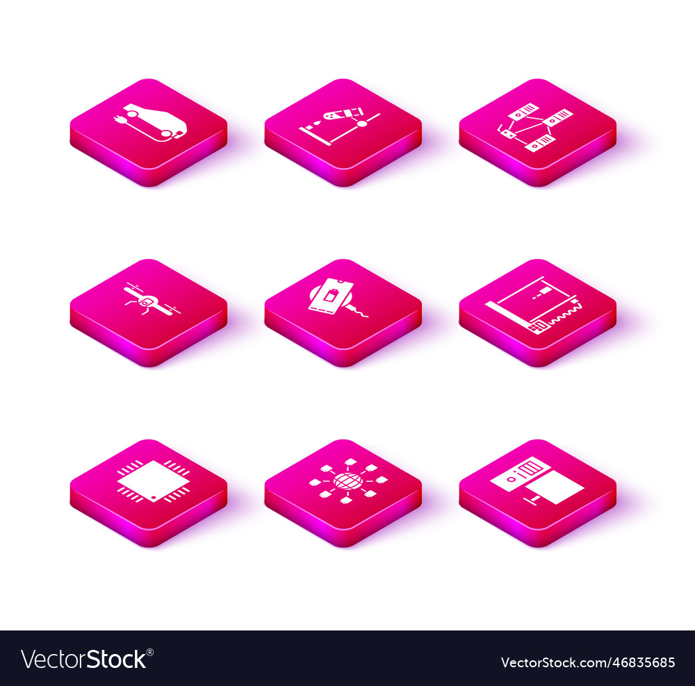 Set processor with microcircuits cpu social vector image Set processor with microcircuits cpu social