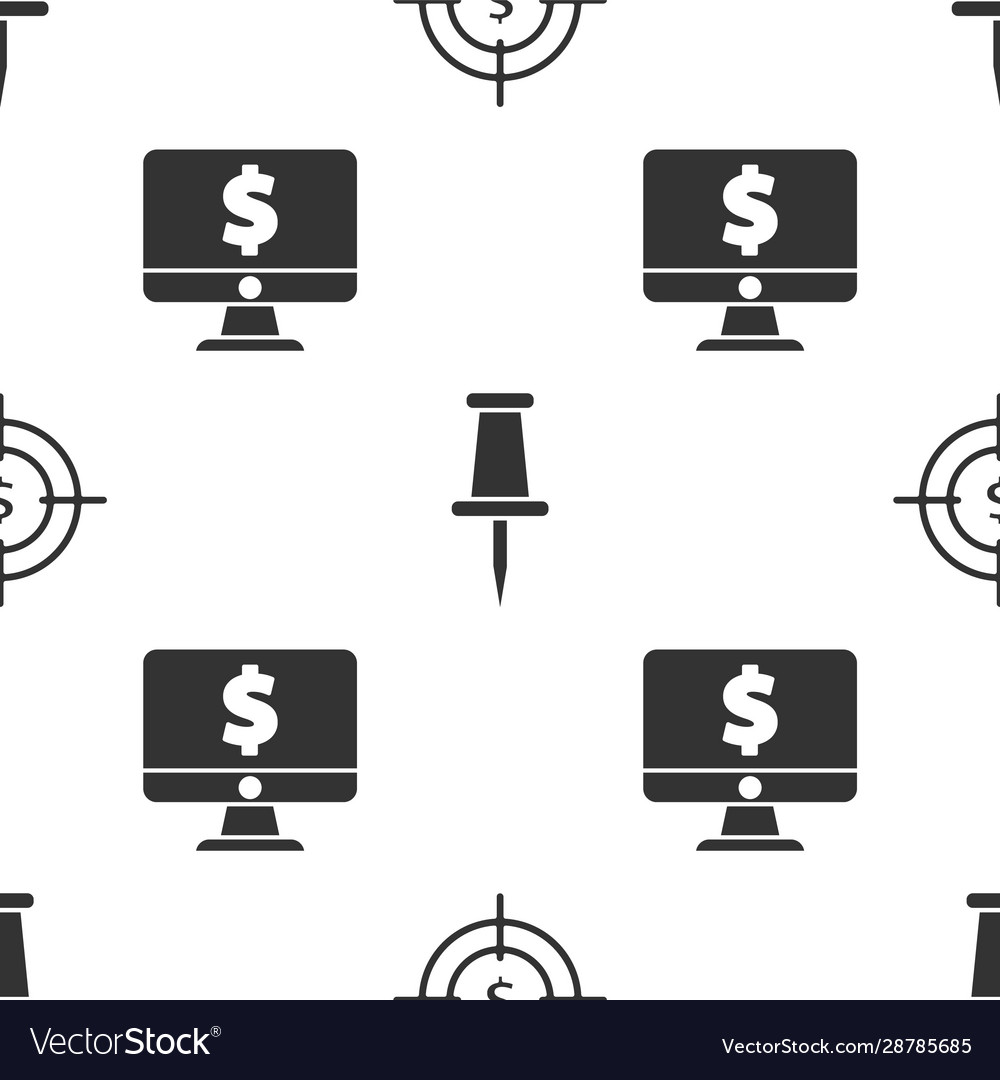 Set target with dollar symbol push pin vector image Set target with dollar symbol push pin