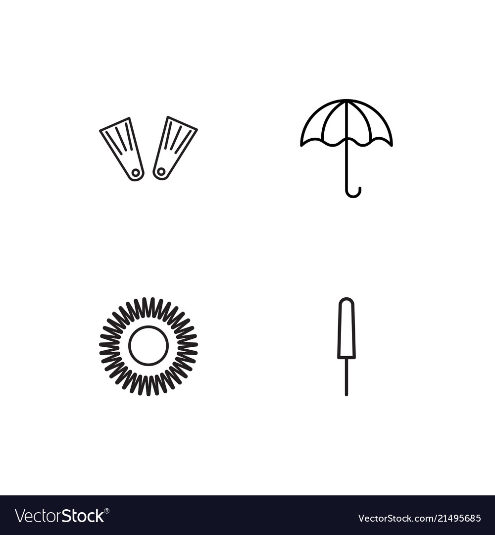Summer linear icons set simple outline