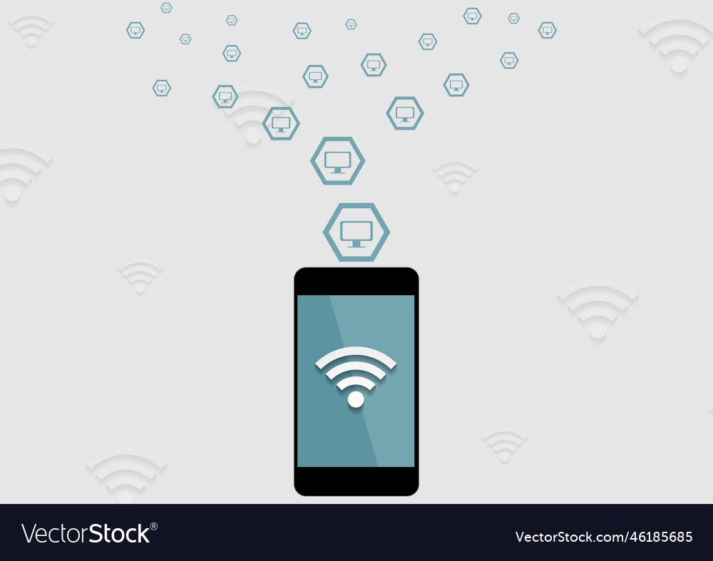 Wifi connection by mobile phone tech background