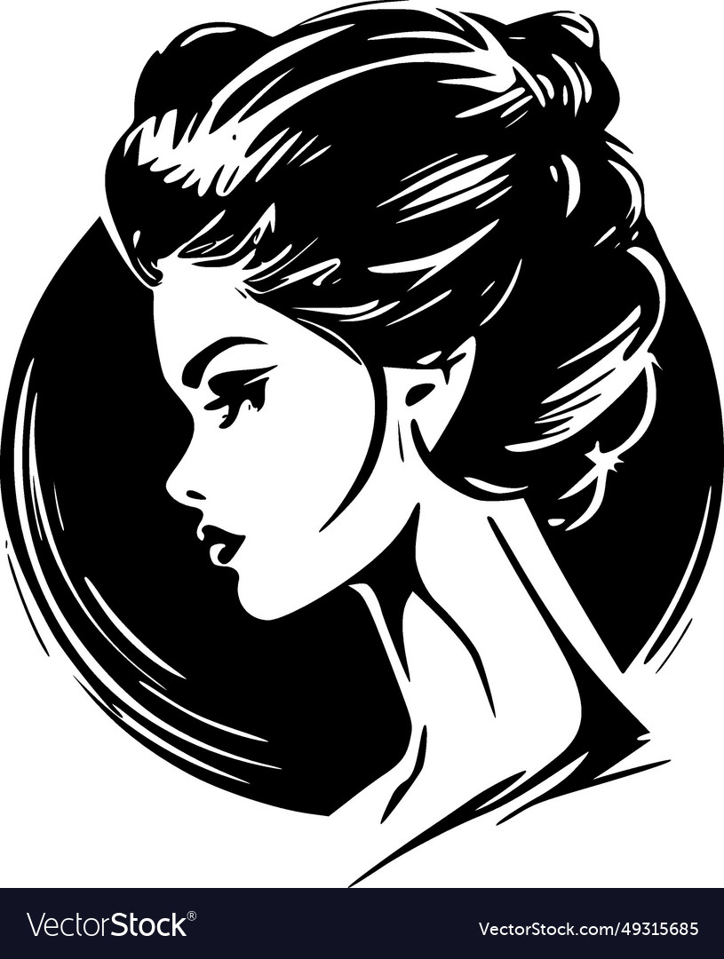 Women - black and white isolated icon