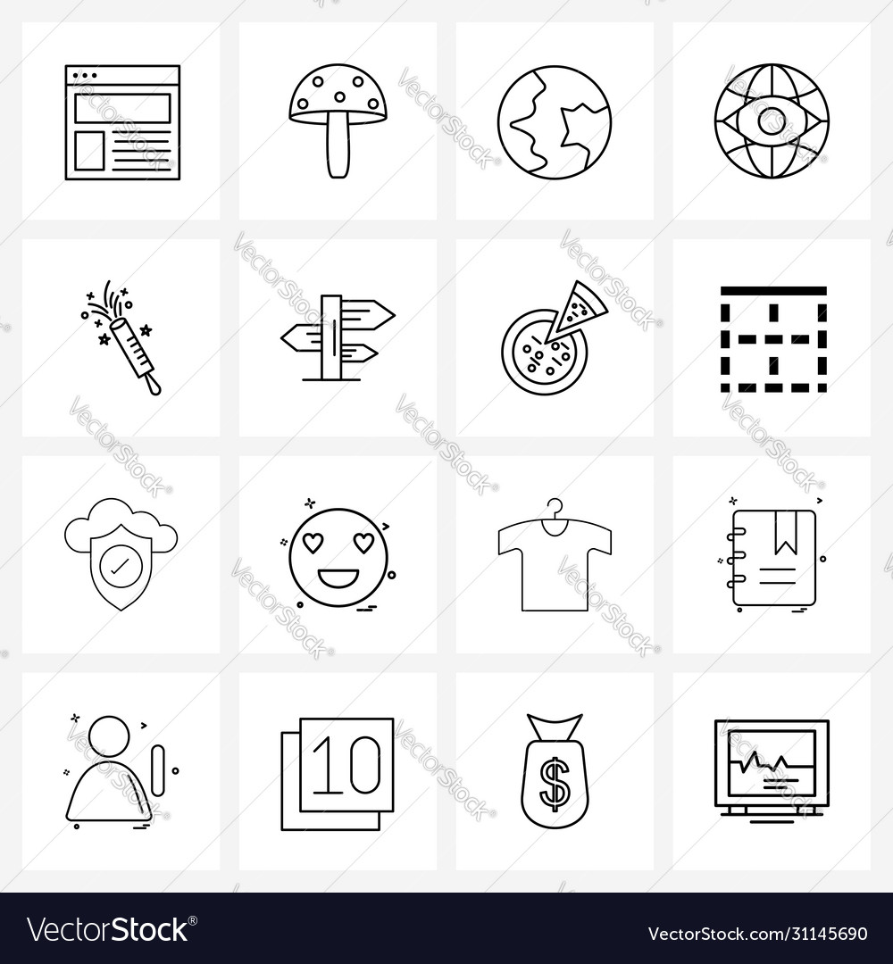 16 universal line icons for web and mobile