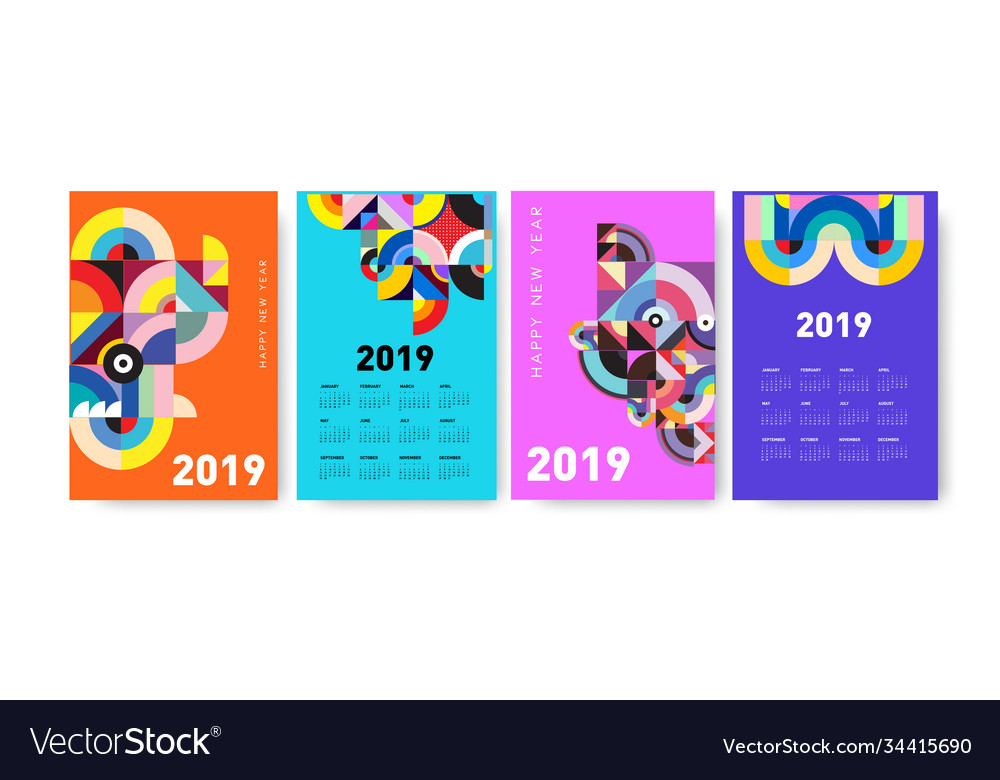 2021 calendar design template with colorful