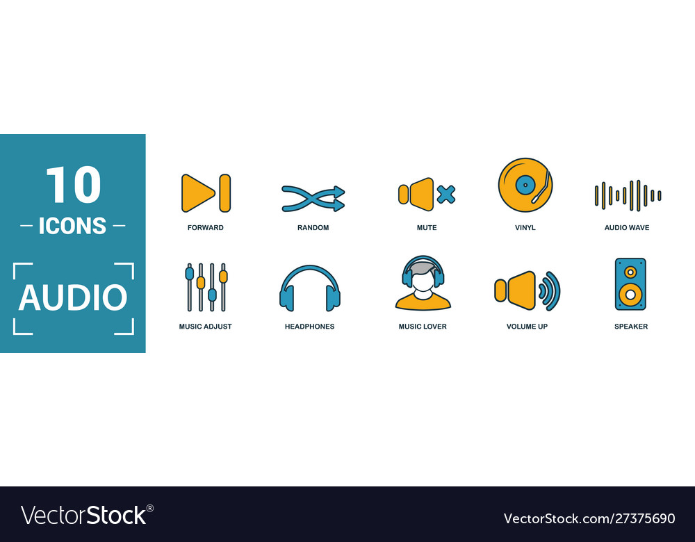 Audio buttons icon set include creative elements vector image Audio buttons icon set include creative elements