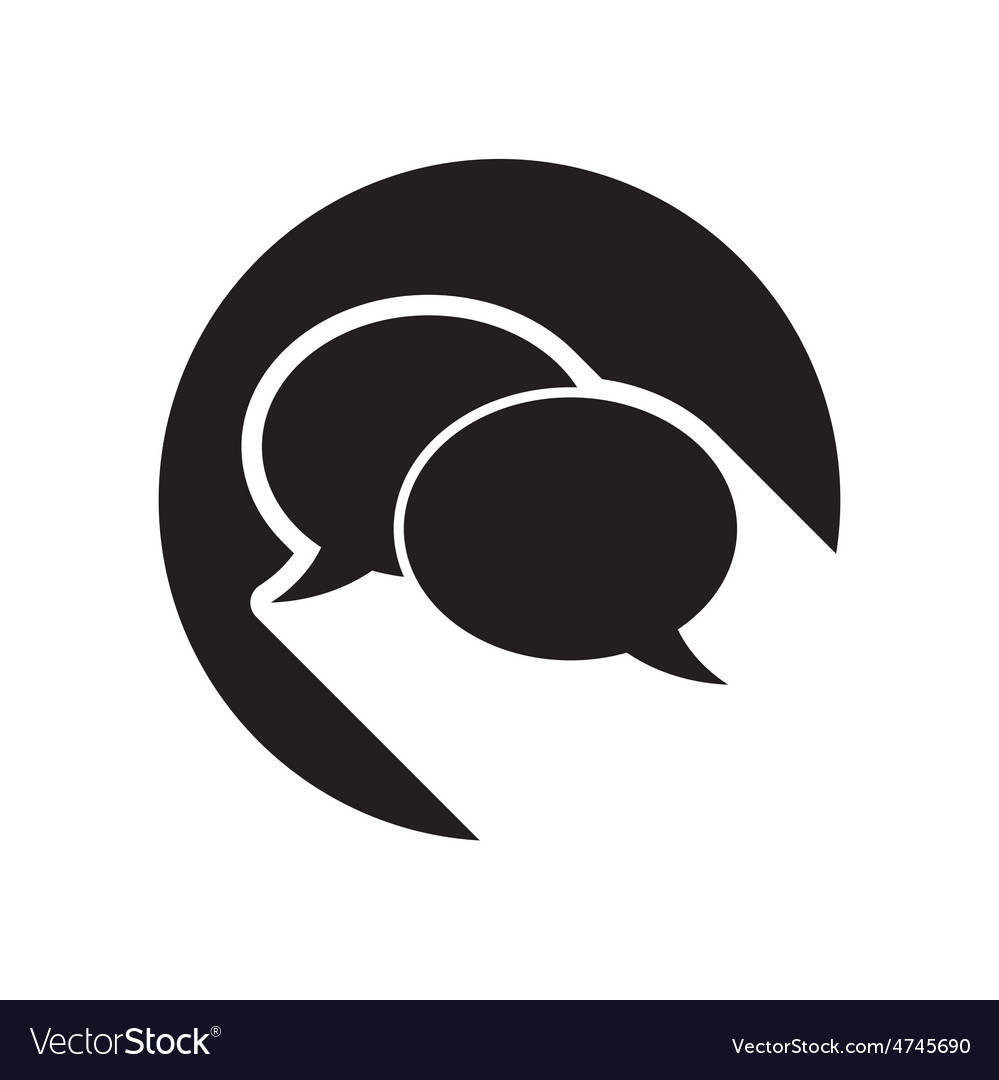 Black icon with speech bubbles and stylized shadow