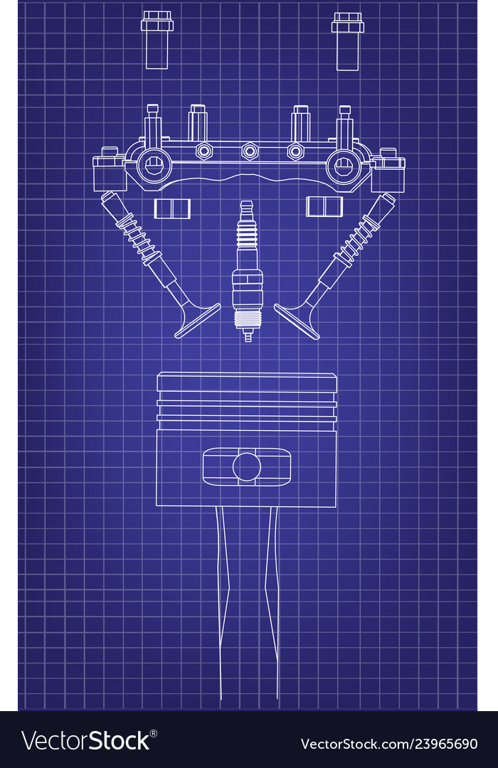 Candle valve and piston on a blue Royalty Free Vector Image